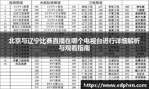 北京与辽宁比赛直播在哪个电视台进行详细解析与观看指南